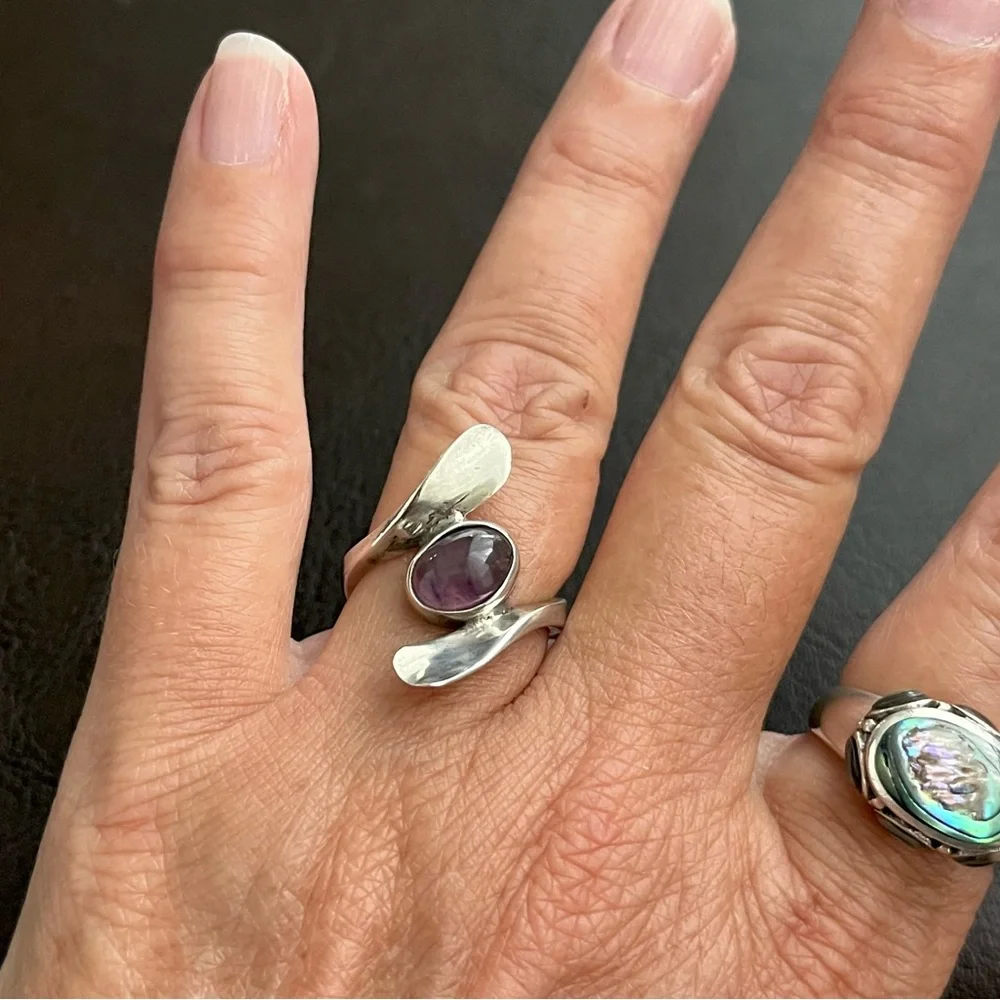 🔴SOLD🔴 Vintage Taxco Mexico sterling silver amethyst ring - Picture 6 of 11